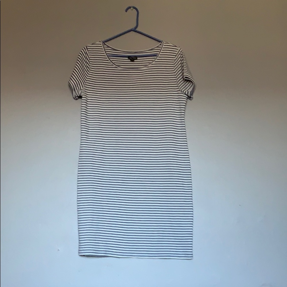 White with blue stripped dress